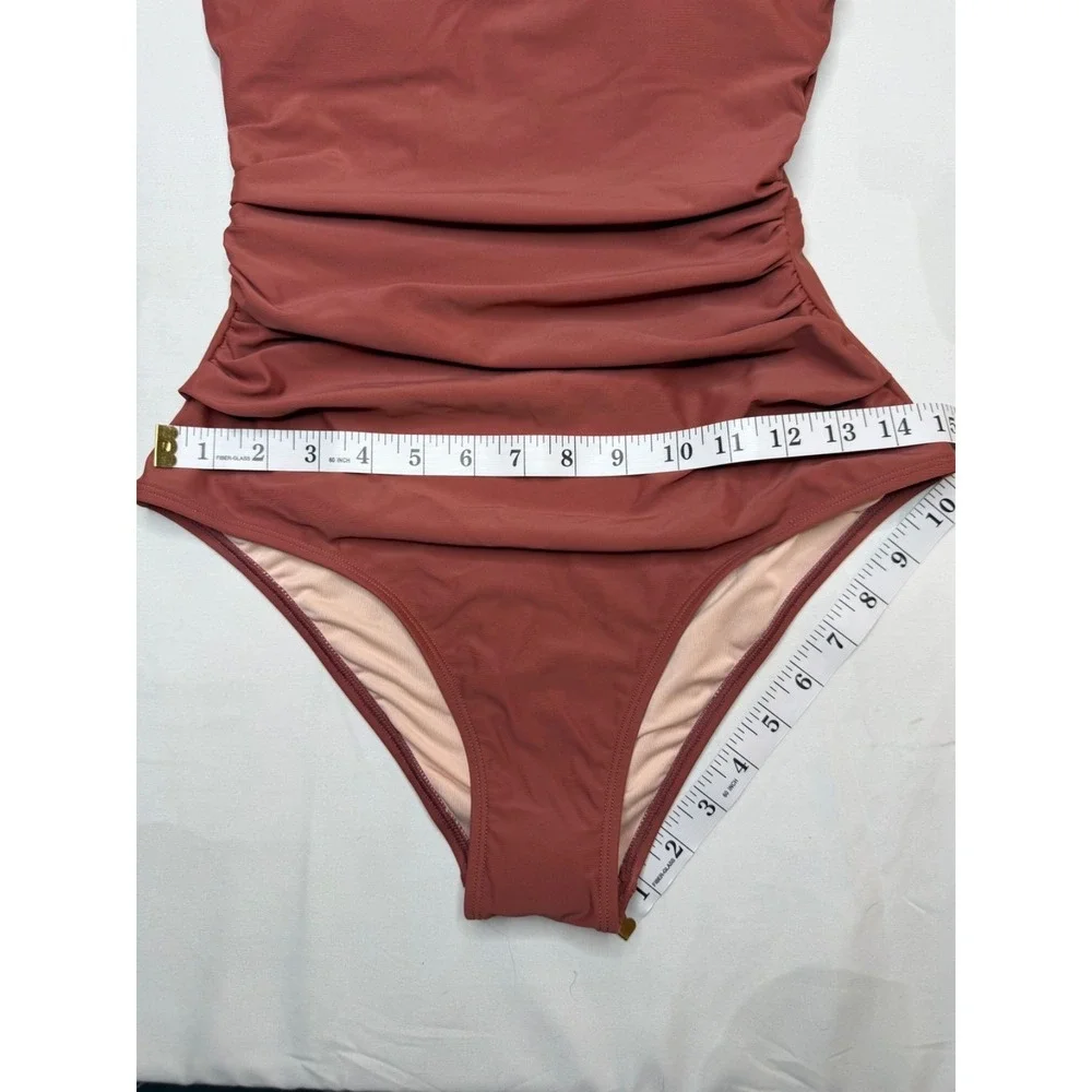 Cupshe Sandy Daze Shirred Ruched One Piece Swimsuit Brick Red NWT S